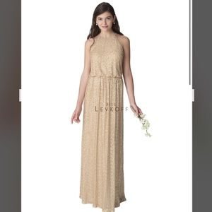 Bill Levkoff Gold Sequin Bridesmaids Dress Style 1258